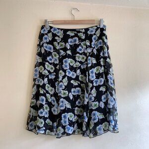VINTAGE Floral 100% Silk Skirt by Nine West Size 6